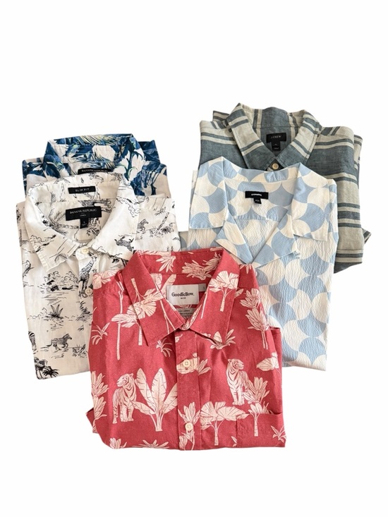 Express Other - Express short sleeve Red Tropical Print Short-Sleeve Button-Down Shirt bundle